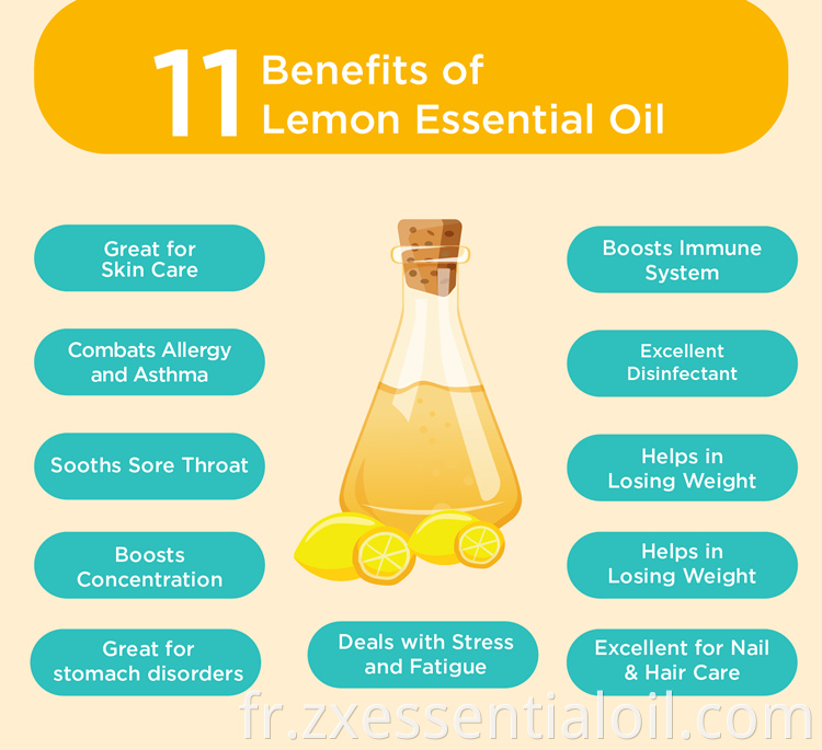 Huile essentielle de citron de qualité cosmétique de qualité alimentaire en gros huile de zeste de citron naturel pur